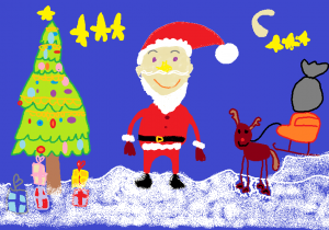 Święty Mikołaj myszką malowany